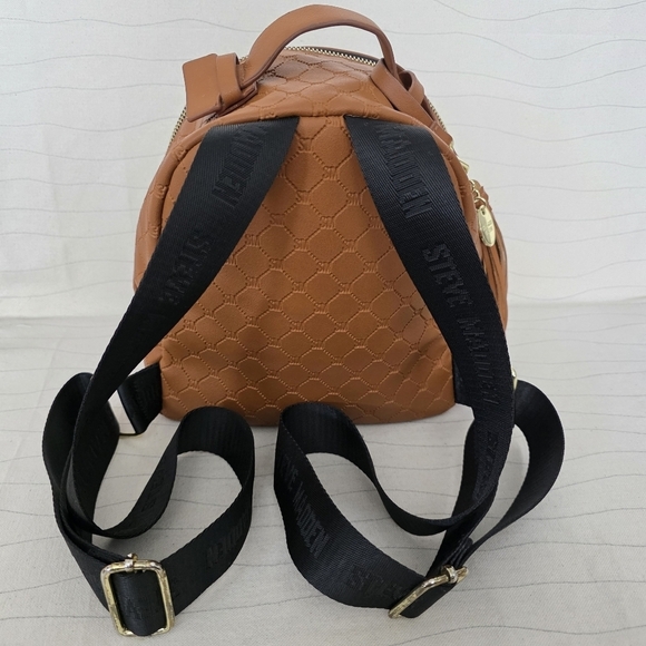 Steve Madden Womens Embossed Pattern Congac PVC Mini Backpack Bag Purse - Picture 5 of 9